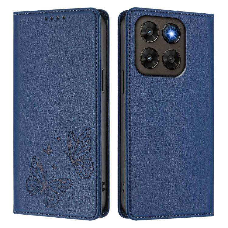 For Motorola Moto G87 / G67 / G77 5G Strong Magnetic Dual Butterfly RFID Vegan Leather Phone Case