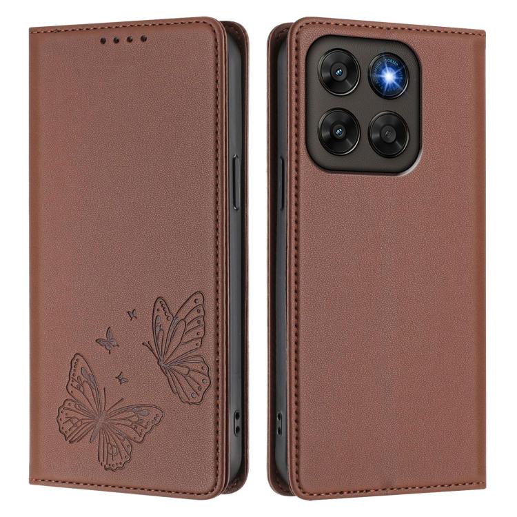 For Motorola Moto G87 / G67 / G77 5G Strong Magnetic Dual Butterfly RFID Vegan Leather Phone Case