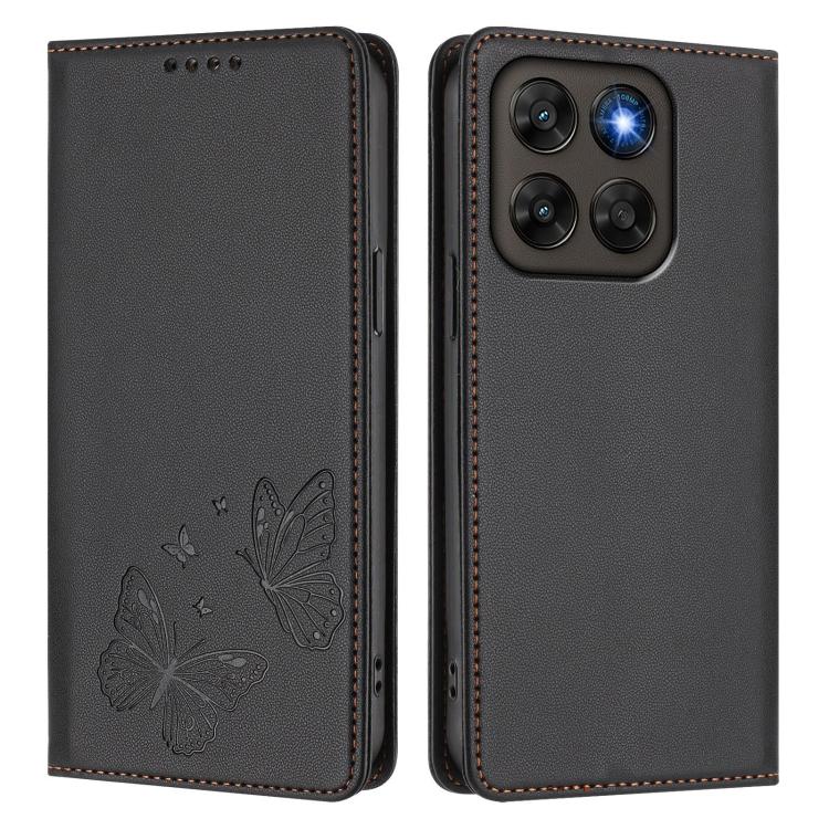 For Motorola Moto G87 / G67 / G77 5G Strong Magnetic Dual Butterfly RFID Vegan Leather Phone Case