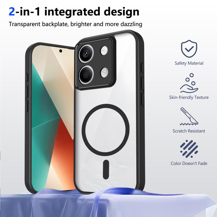 For Redmi Note 13 5G Matte PC Skin-feel Magnetic Shockproof Phone Case