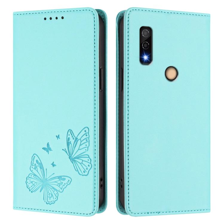 For Fujitsu Arrows We3 Strong Magnetic Dual Butterfly RFID Vegan Leather Phone Case