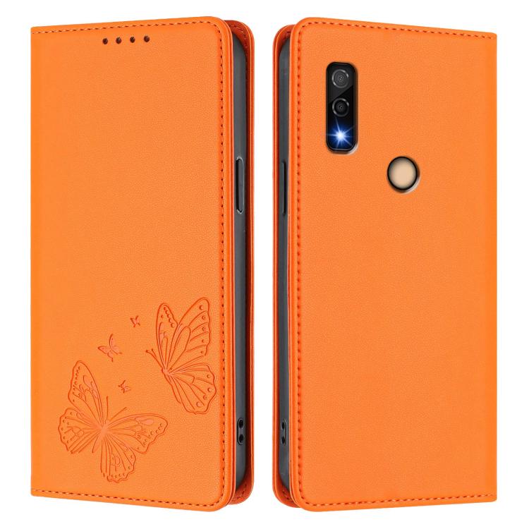 For Fujitsu Arrows We3 Strong Magnetic Dual Butterfly RFID Vegan Leather Phone Case