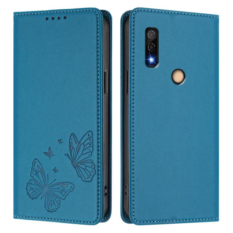 For Fujitsu Arrows We3 Strong Magnetic Dual Butterfly RFID Vegan Leather Phone Case