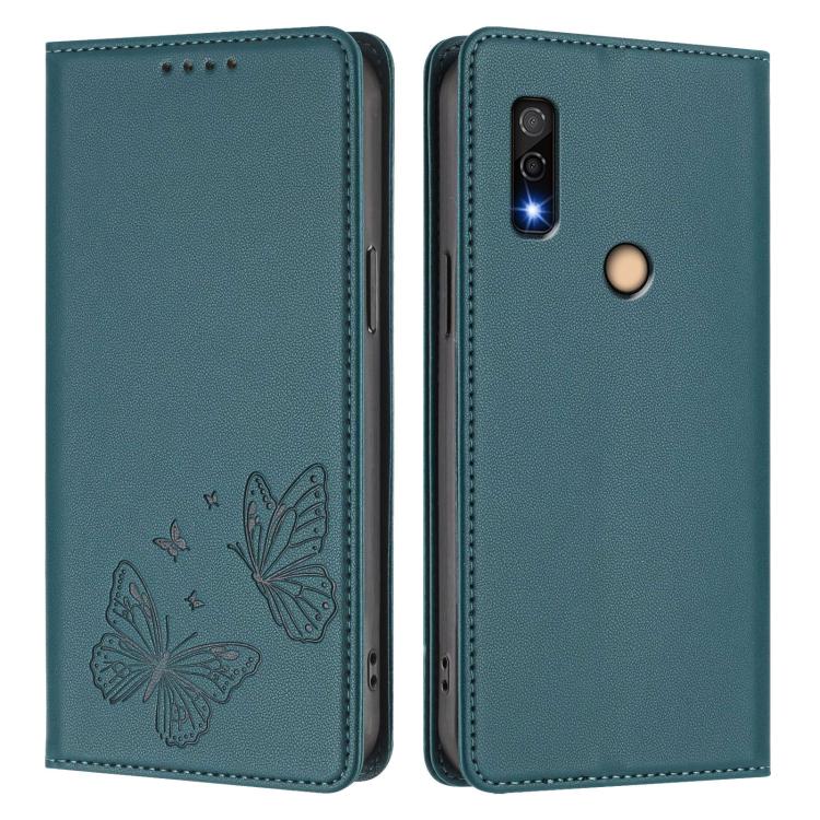 For Fujitsu Arrows We3 Strong Magnetic Dual Butterfly RFID Vegan Leather Phone Case