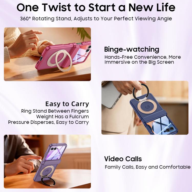 For Motorola Razr 70 Ultra Integrated Matte Skin Feel Phone Case with Rotating Holder