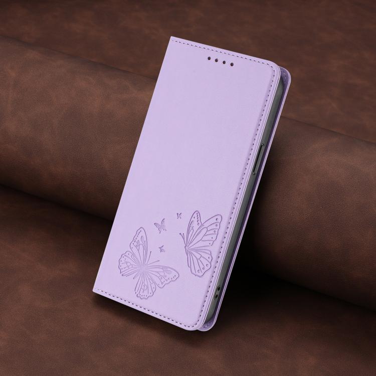For Sharp Aquos wish6 Strong Magnetic Dual Butterfly RFID Vegan Leather Phone Case
