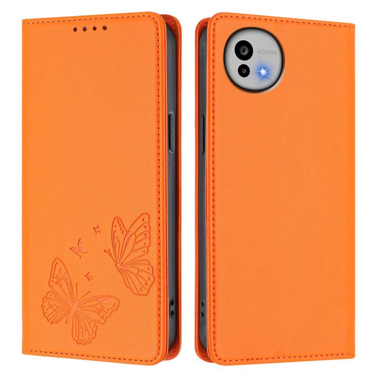 For Sharp Aquos wish6 Strong Magnetic Dual Butterfly RFID Vegan Leather Phone Case
