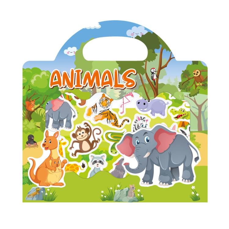 Children Early Education DIY Waterproof Reusable Stickers, Type:Horizontal Animal T31