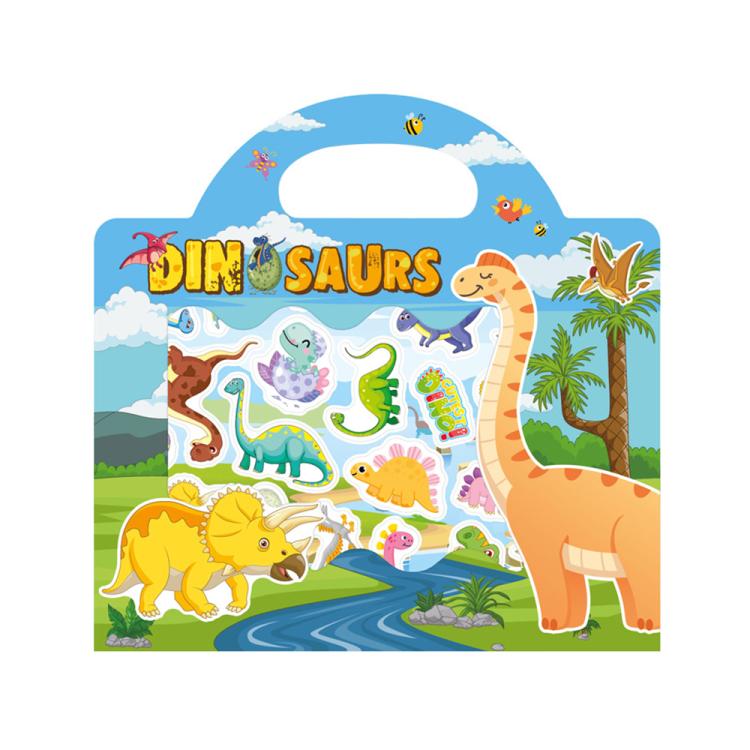 Children Early Education DIY Waterproof Reusable Stickers, Type:Horizontal Dinosaur T33