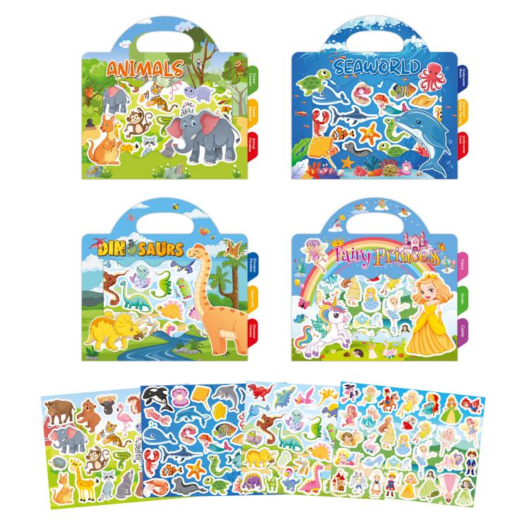 Children Early Education DIY Waterproof Reusable Stickers, Type:Dinosaur T03
