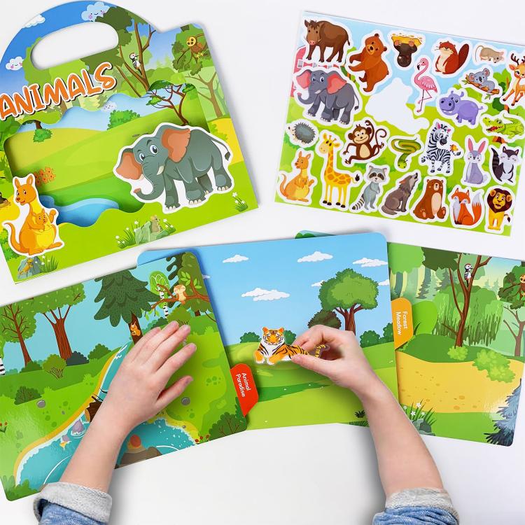 Children Early Education DIY Waterproof Reusable Stickers, Type:Animals T01