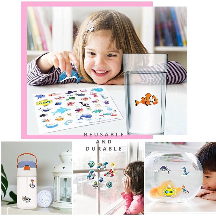 Children Early Education DIY Waterproof Reusable Stickers, Type:Horizontal Dinosaur T33