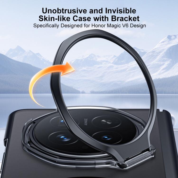 For Honor Magic V6 Integrated Matte Skin Feel Magnetic Phone Case with Camera Holder