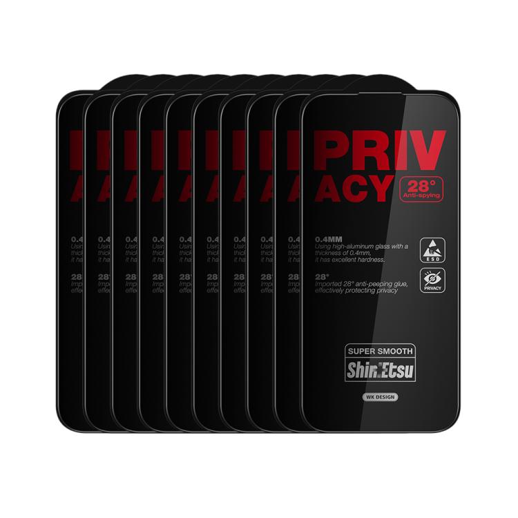 For iPhone 11 WK WTP-138 10pcs 6D Curved Dustproof Privacy Tempered Glass Film - Black