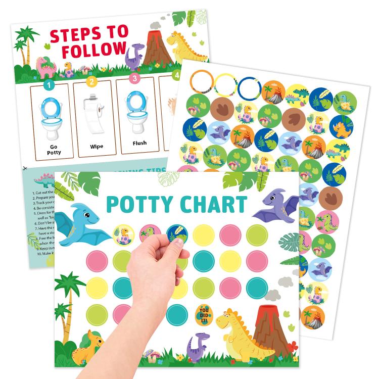 15pcs / Set Kids Toilet Potty Training Reward Progress Sticker Chart, Type:T84 Dinosaur
