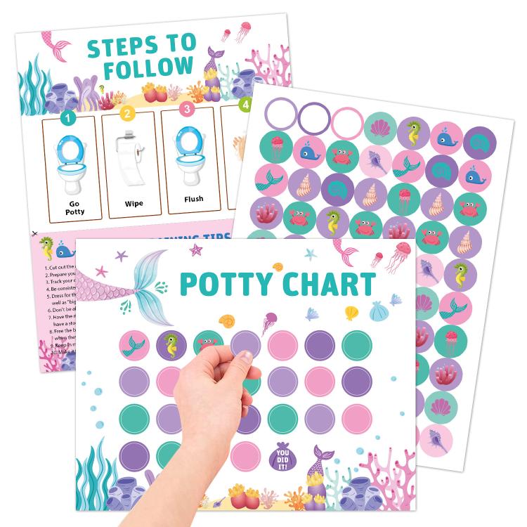 15pcs / Set Kids Toilet Potty Training Reward Progress Sticker Chart, Type:T86 Mermaid
