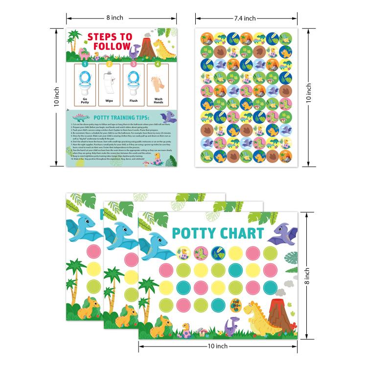 15pcs / Set Kids Toilet Potty Training Reward Progress Sticker Chart, Type:T84 Dinosaur