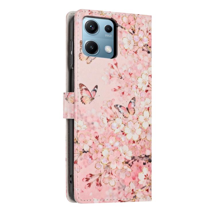 For Redmi Note 14S 4G Colorful Painting Vegan Leather Phone Case with Lanyard