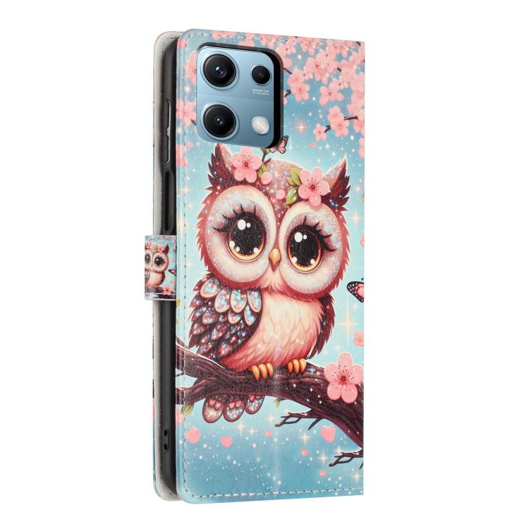 For Redmi Note 14S 4G Colorful Painting Vegan Leather Phone Case with Lanyard