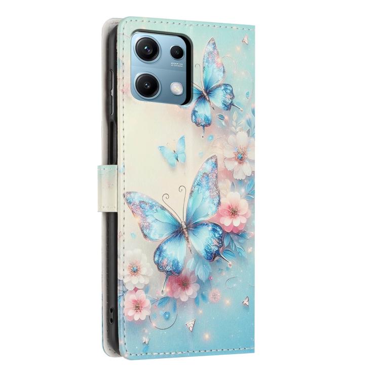 For Redmi Note 14S 4G Colorful Painting Vegan Leather Phone Case with Lanyard