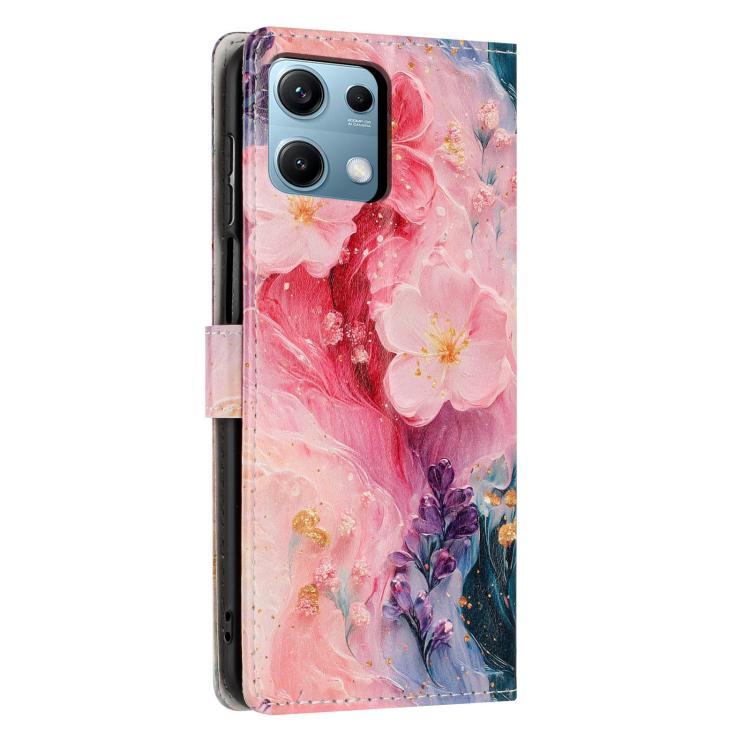 For Redmi Note 14S 4G Colorful Painting Vegan Leather Phone Case with Lanyard