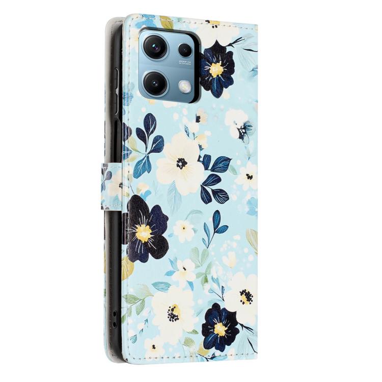 For Redmi Note 14S 4G Colorful Painting Vegan Leather Phone Case with Lanyard