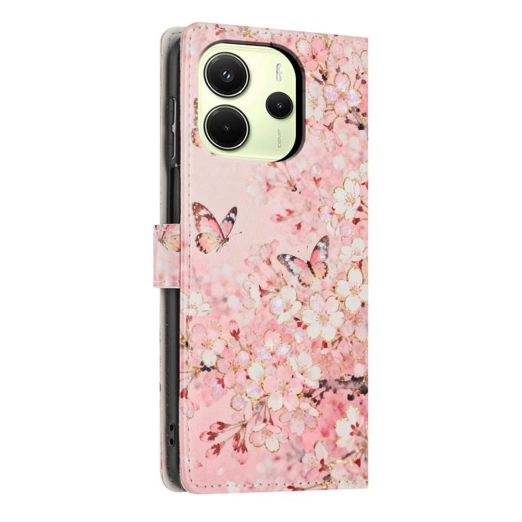 For Redmi Note14 4G 164.84mm Colorful Painting Vegan Leather Phone Case with Lanyard