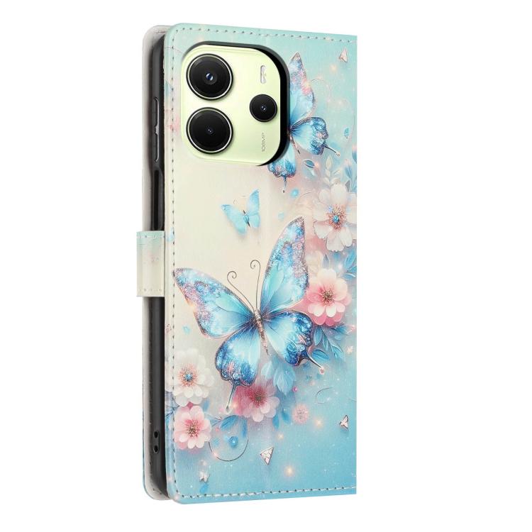 For Redmi Note14 4G 164.84mm Colorful Painting Vegan Leather Phone Case with Lanyard
