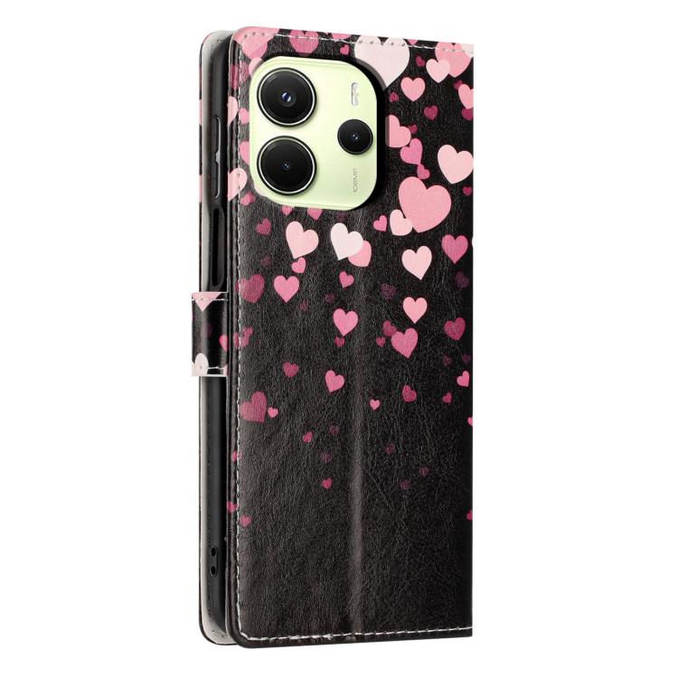 For Redmi Note14 4G 164.84mm Colorful Painting Vegan Leather Phone Case with Lanyard