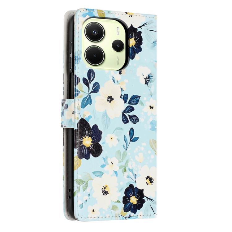For Redmi Note14 4G 163.25mm Colorful Painting Vegan Leather Phone Case with Lanyard
