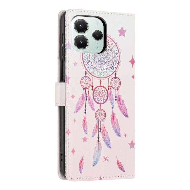 For Redmi Note14 5G Colorful Painting Vegan Leather Phone Case with Lanyard