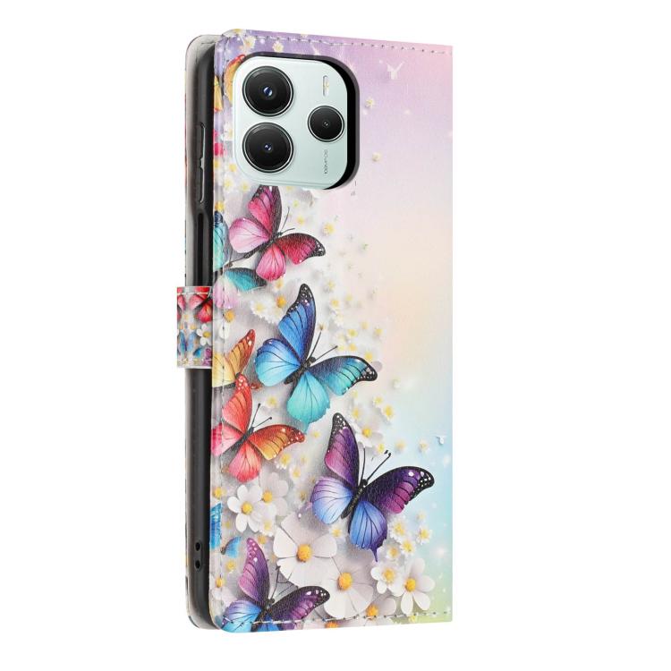 For Redmi Note14 5G Colorful Painting Vegan Leather Phone Case with Lanyard