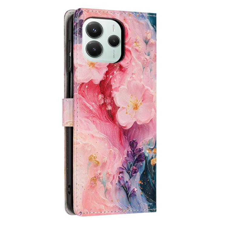 For Redmi Note14 5G Colorful Painting Vegan Leather Phone Case with Lanyard