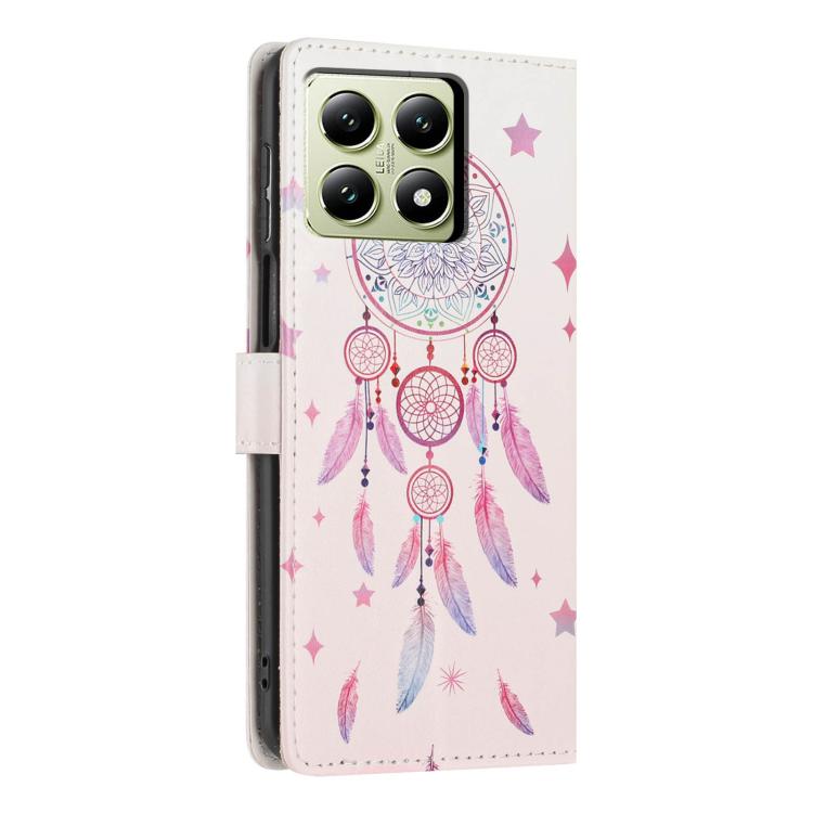 For Redmi 14T Pro Colorful Painting Vegan Leather Phone Case with Lanyard