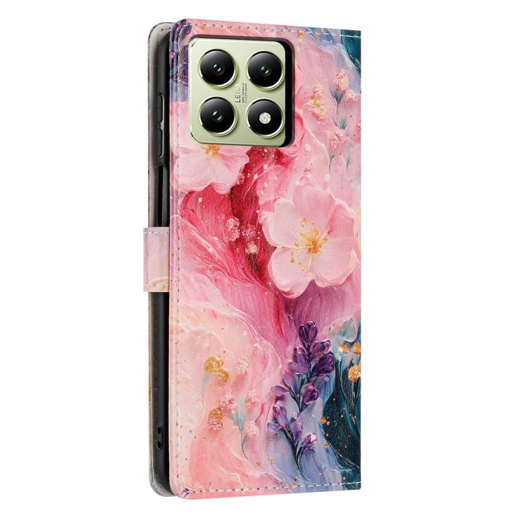 For Redmi 14T Pro Colorful Painting Vegan Leather Phone Case with Lanyard