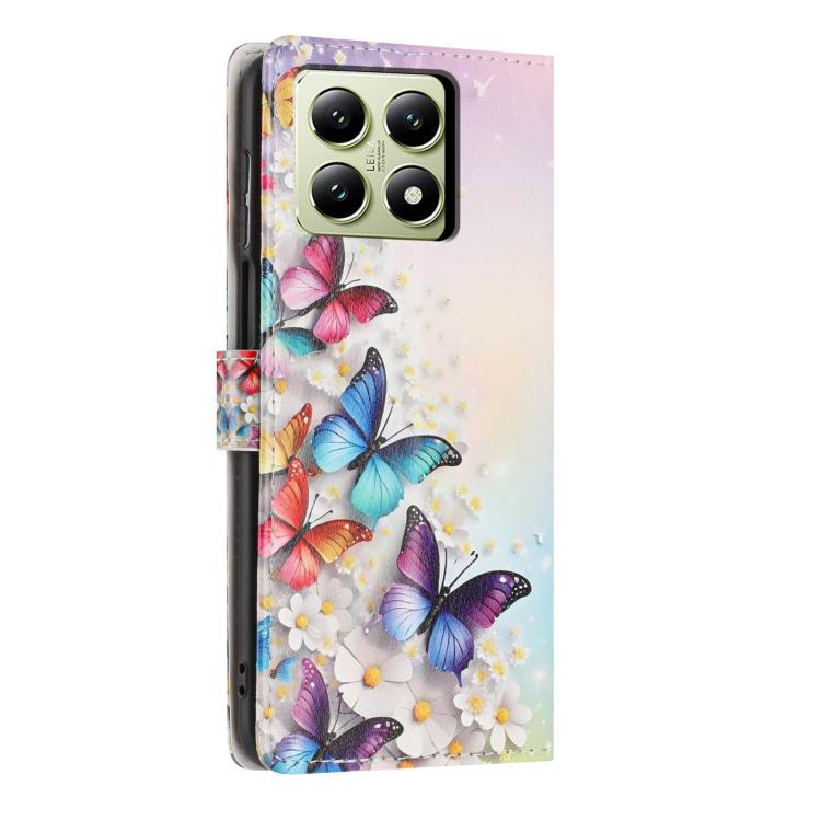 For Redmi 14T Colorful Painting Vegan Leather Phone Case with Lanyard