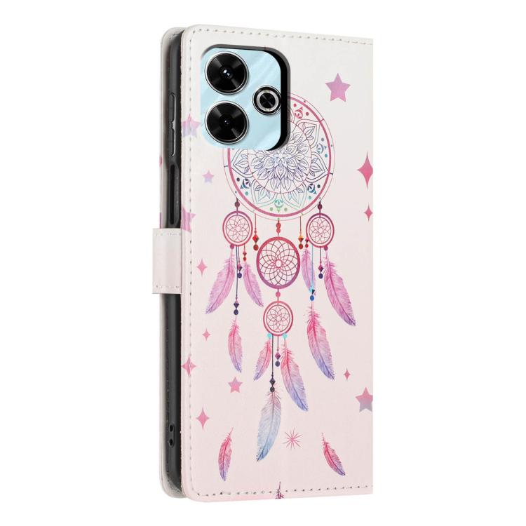 For Redmi 13 4G Colorful Painting Vegan Leather Phone Case with Lanyard