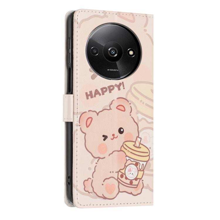 For Redmi A3 Colorful Painting Vegan Leather Phone Case with Lanyard