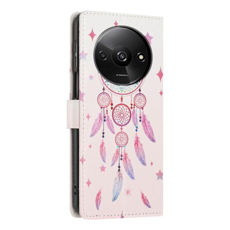 For Redmi A3 Colorful Painting Vegan Leather Phone Case with Lanyard
