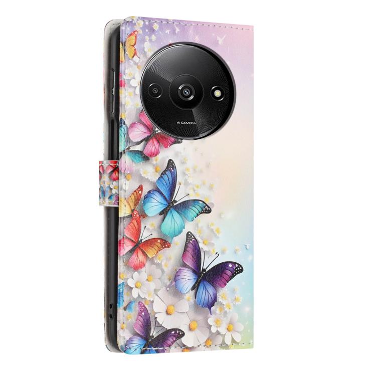 For Redmi A3 Colorful Painting Vegan Leather Phone Case with Lanyard