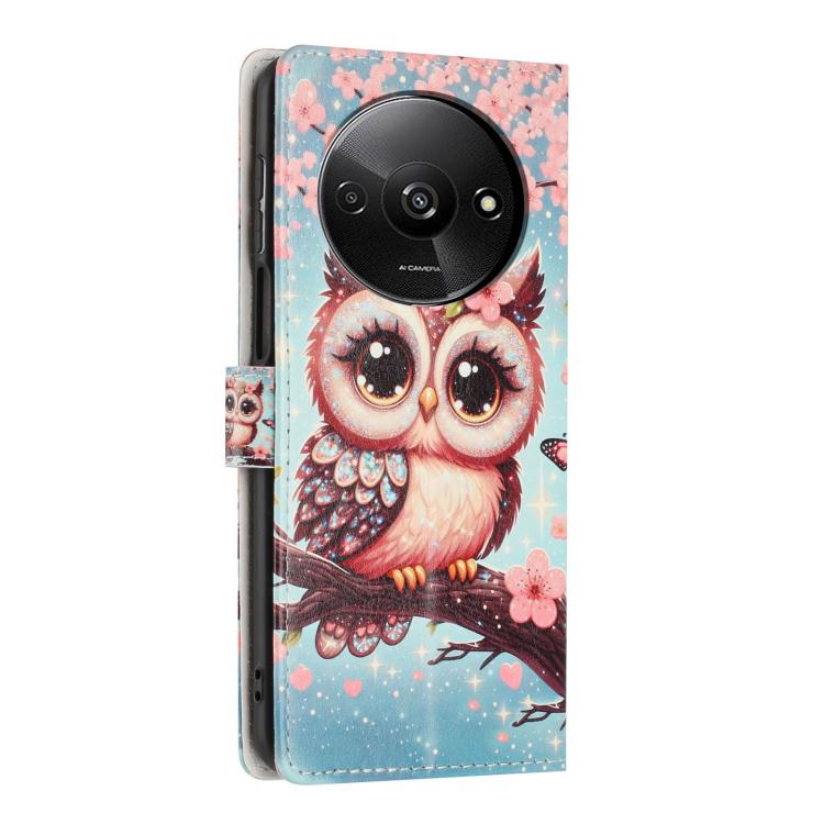 For Redmi A3 Colorful Painting Vegan Leather Phone Case with Lanyard