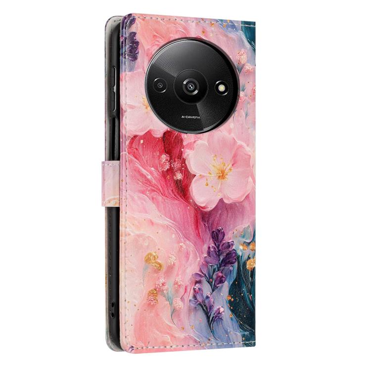 For Redmi A3 Colorful Painting Vegan Leather Phone Case with Lanyard