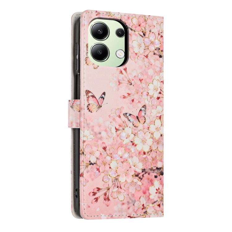 For Redmi Note 13 4G Colorful Painting Vegan Leather Phone Case with Lanyard