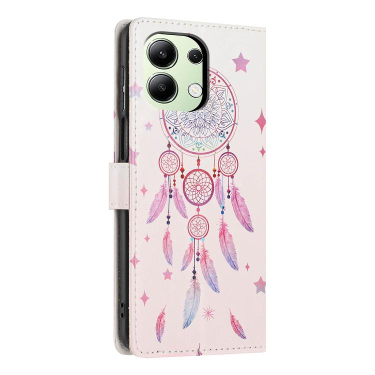 For Redmi Note 13 4G Colorful Painting Vegan Leather Phone Case with Lanyard