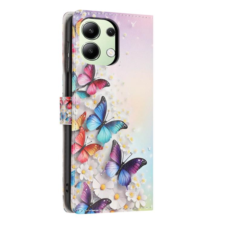 For Redmi Note 13 4G Colorful Painting Vegan Leather Phone Case with Lanyard