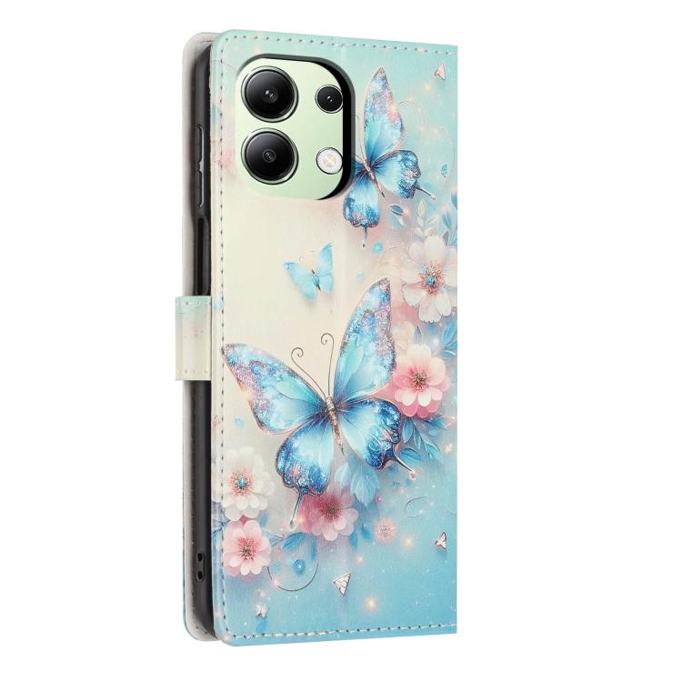 For Redmi Note 13 4G Colorful Painting Vegan Leather Phone Case with Lanyard