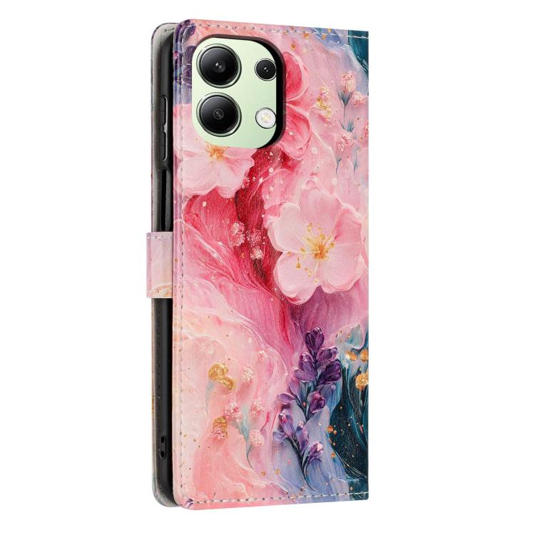 For Redmi Note 13 4G Colorful Painting Vegan Leather Phone Case with Lanyard