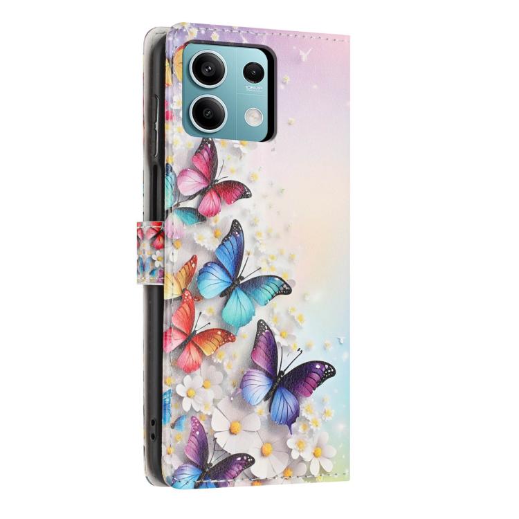 For Redmi Note 13 Colorful Painting Vegan Leather Phone Case with Lanyard