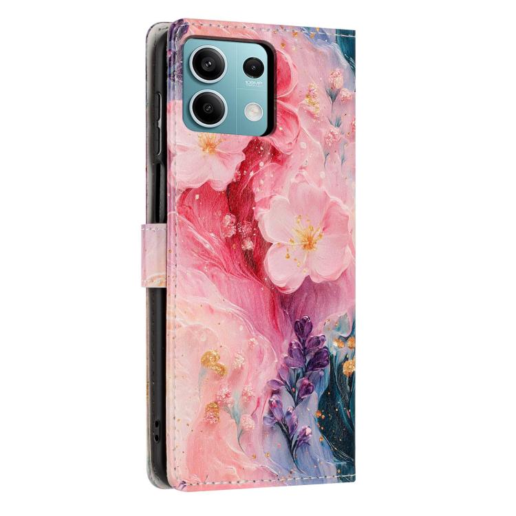 For Redmi Note 13 Colorful Painting Vegan Leather Phone Case with Lanyard