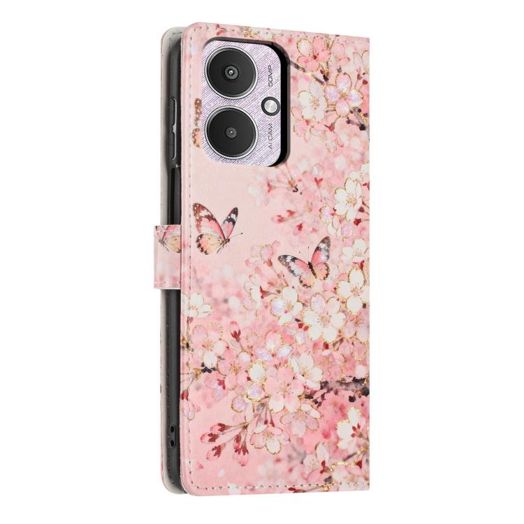 For Redmi 13C Colorful Painting Vegan Leather Phone Case with Lanyard